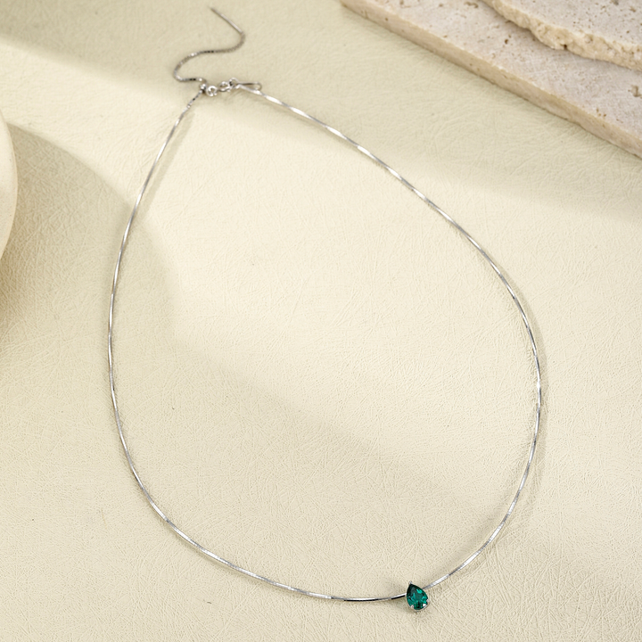 Pear Cut Emerald Necklace