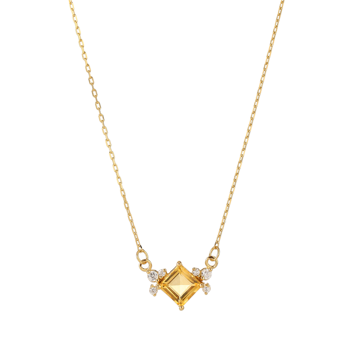 Princess Cut Citrine Necklace