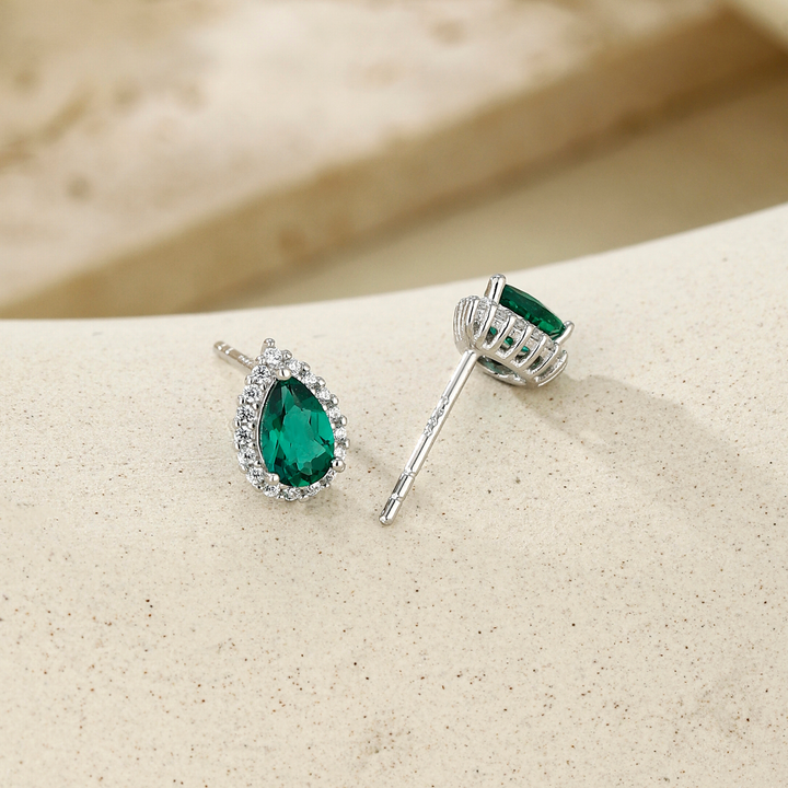 Pear Cut Emerald Studs