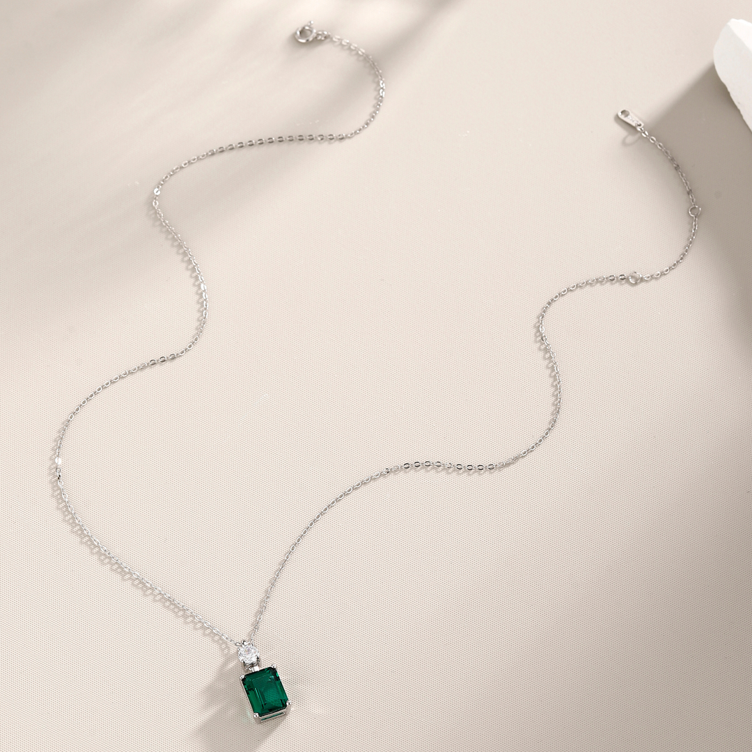 Emerald Cut Emerald Pendant Necklace