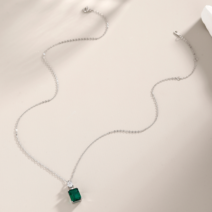 Emerald Cut Emerald Pendant Necklace