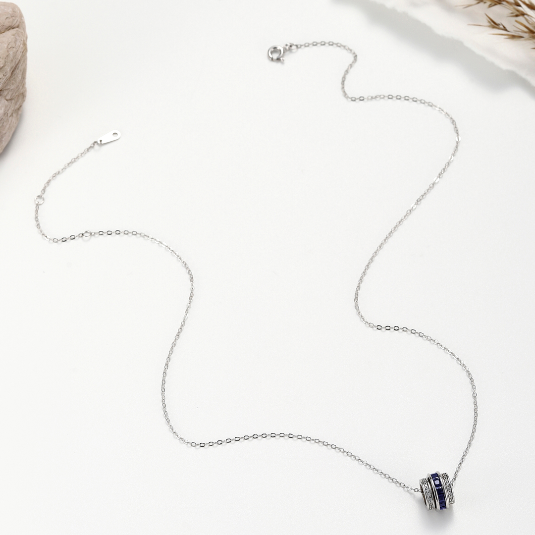 Round Cut Sapphire Necklace