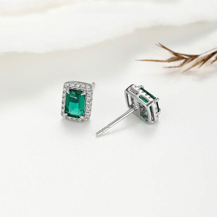 Emerald Cut Emerald Studs