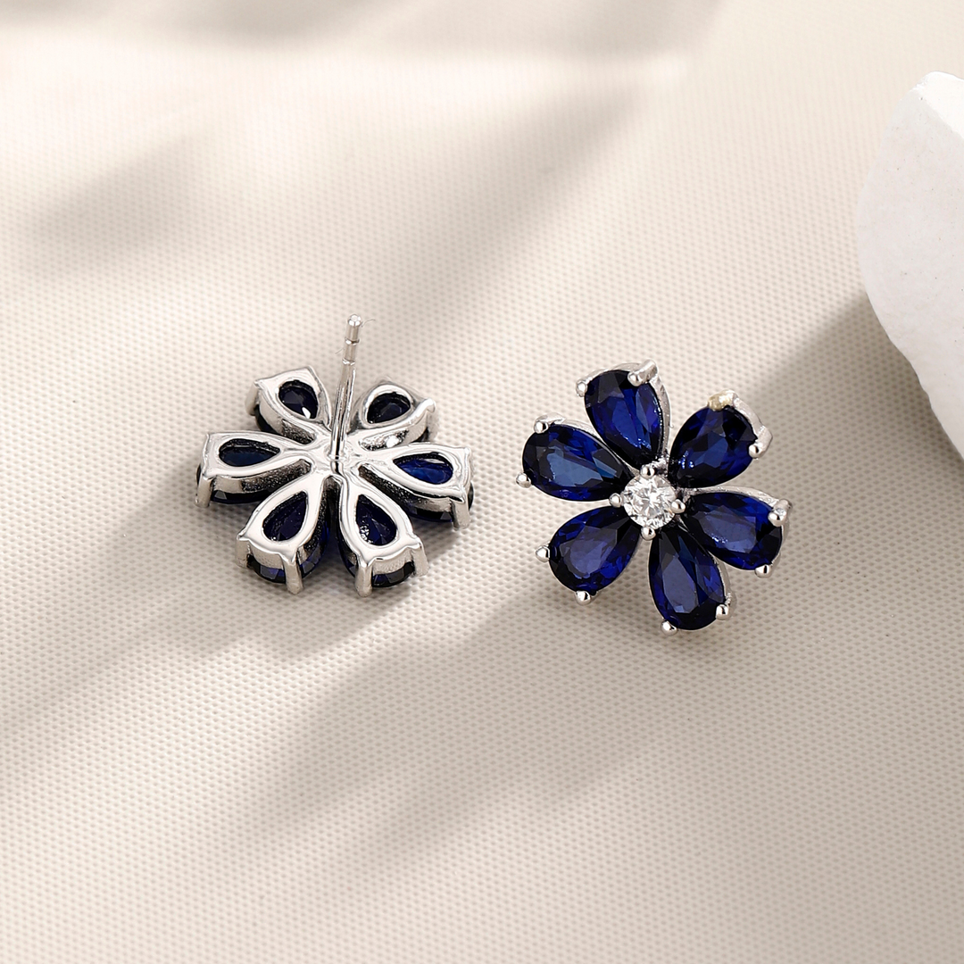 Sapphire Flower Earrings
