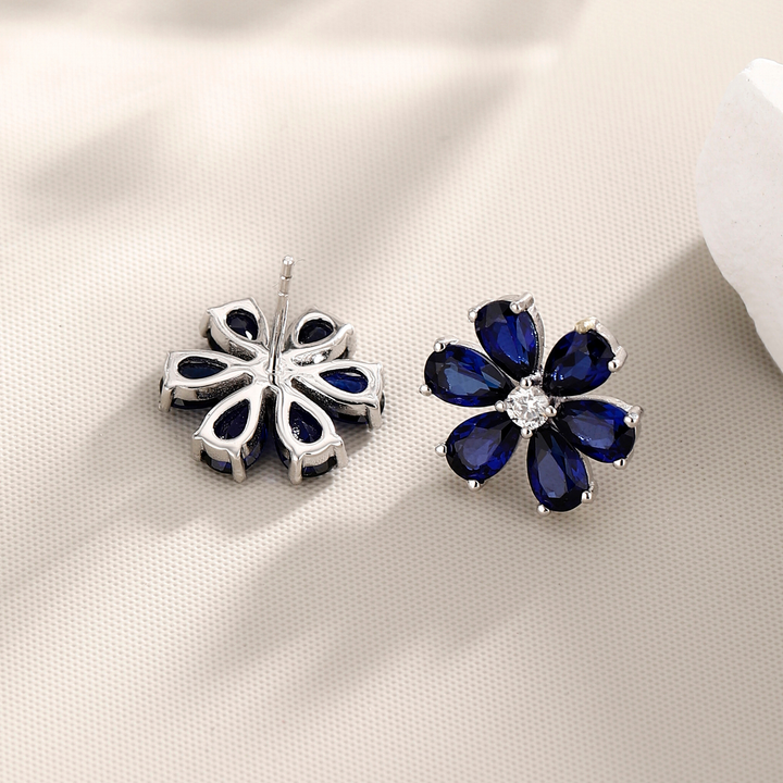 Sapphire Flower Earrings