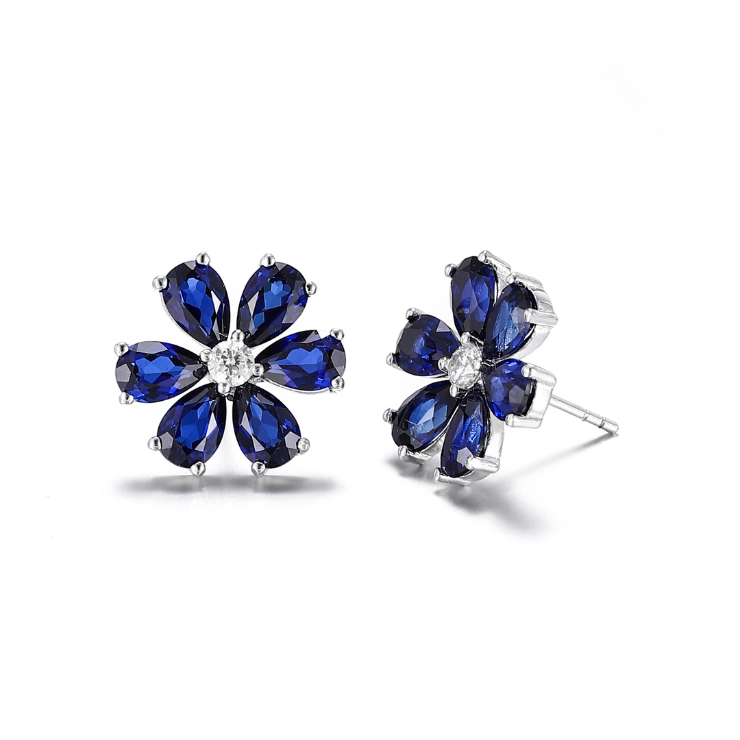Sapphire Flower Earrings