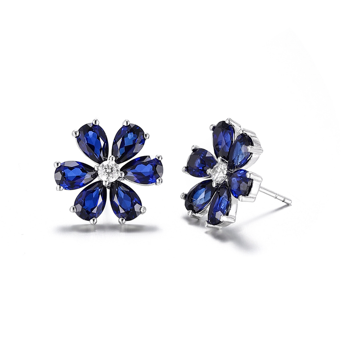 Sapphire Flower Earrings