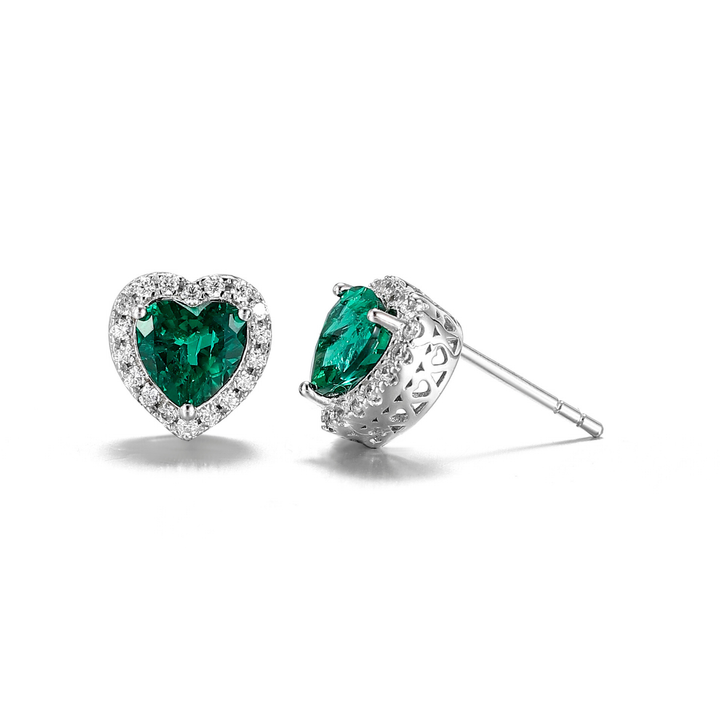 Heart Cut Emerald Studs