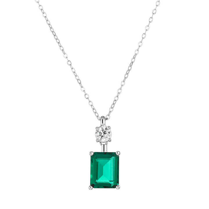 Emerald Cut Emerald Pendant Necklace