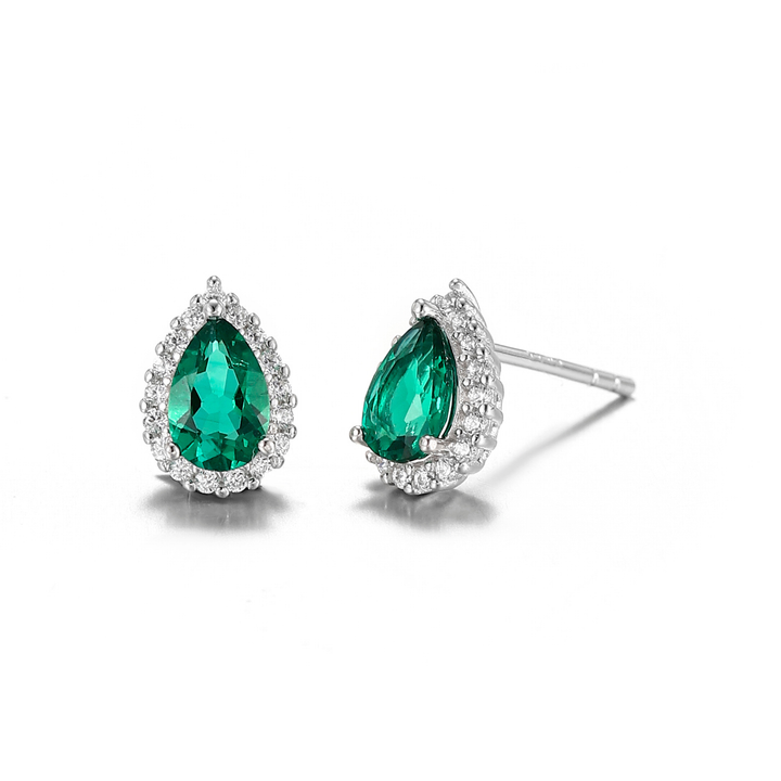 Pear Cut Emerald Studs