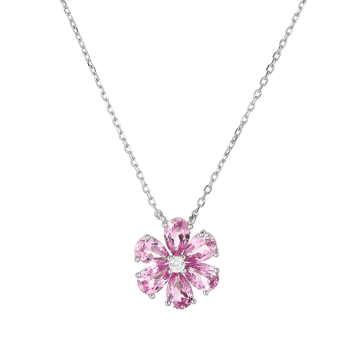 Pink Sapphire Floral Necklace