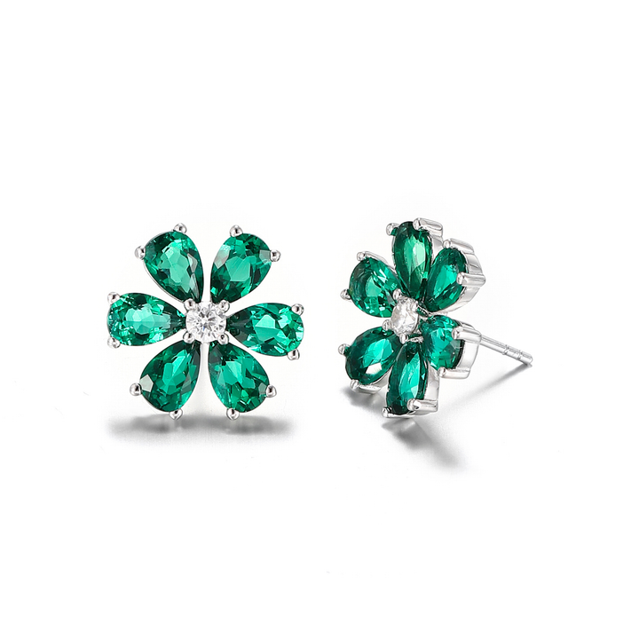 Emerald Floral Studs
