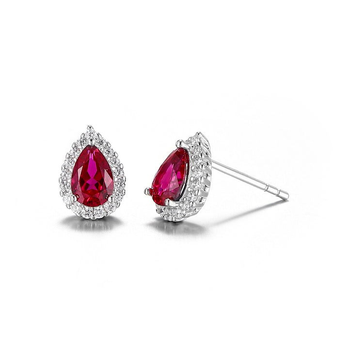 Pear Cut Ruby Studs