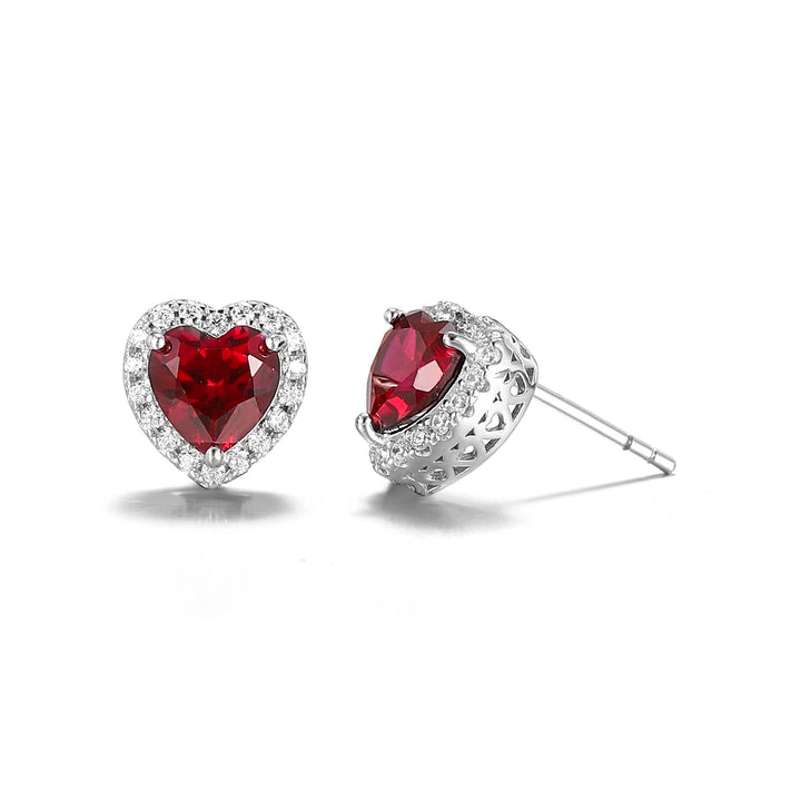 Heart Cut Ruby Studs