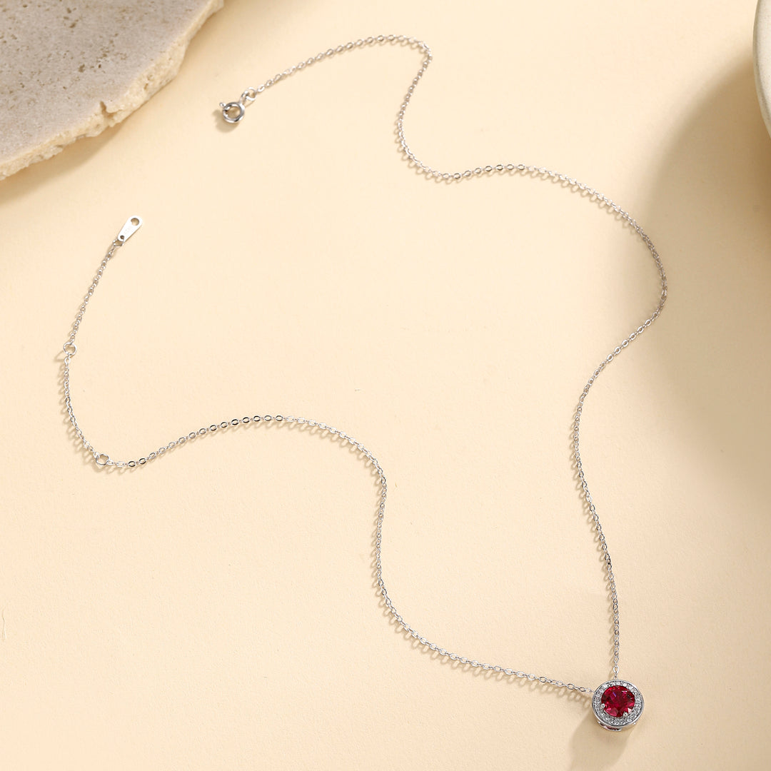 Round Cut Ruby Necklace