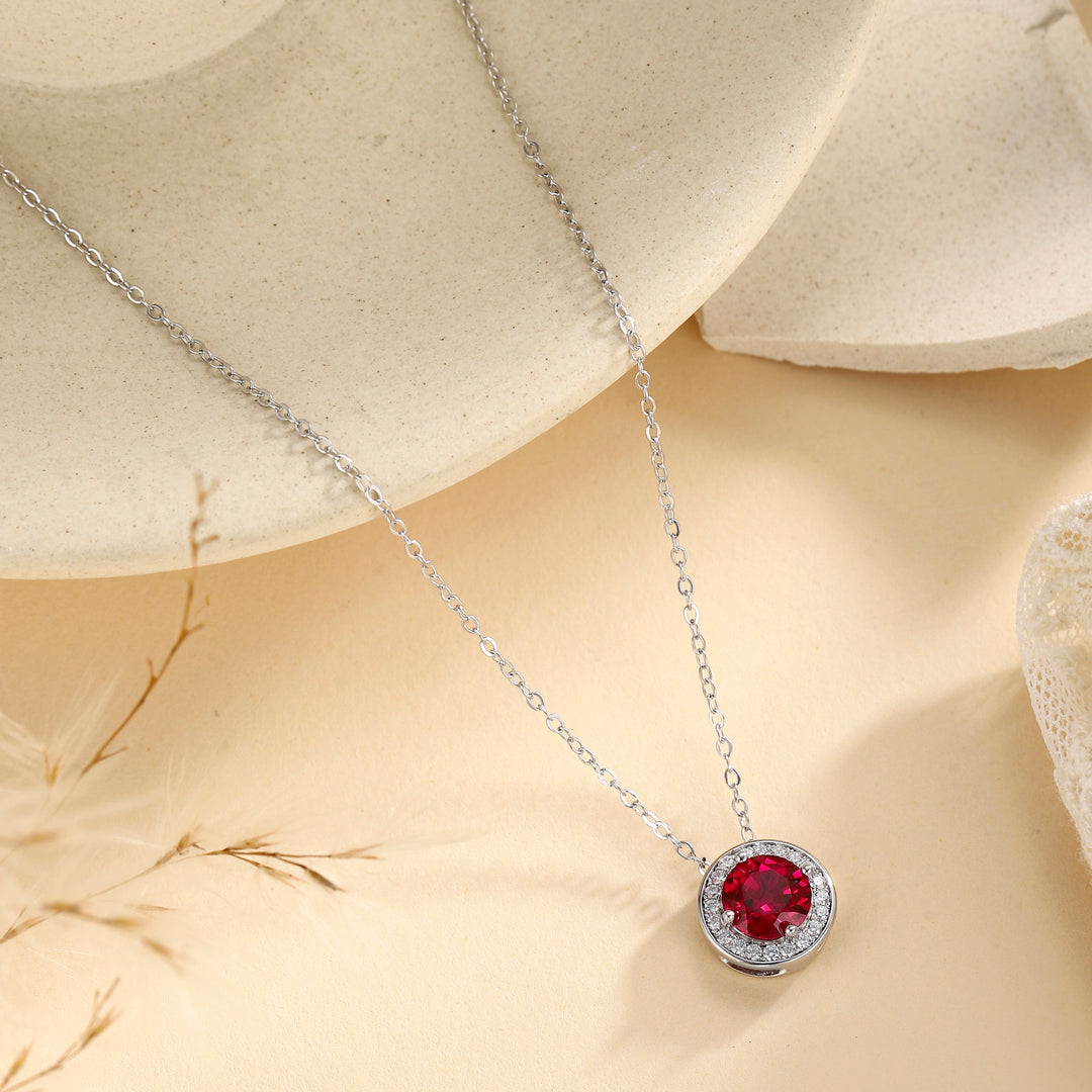 Round Cut Ruby Necklace