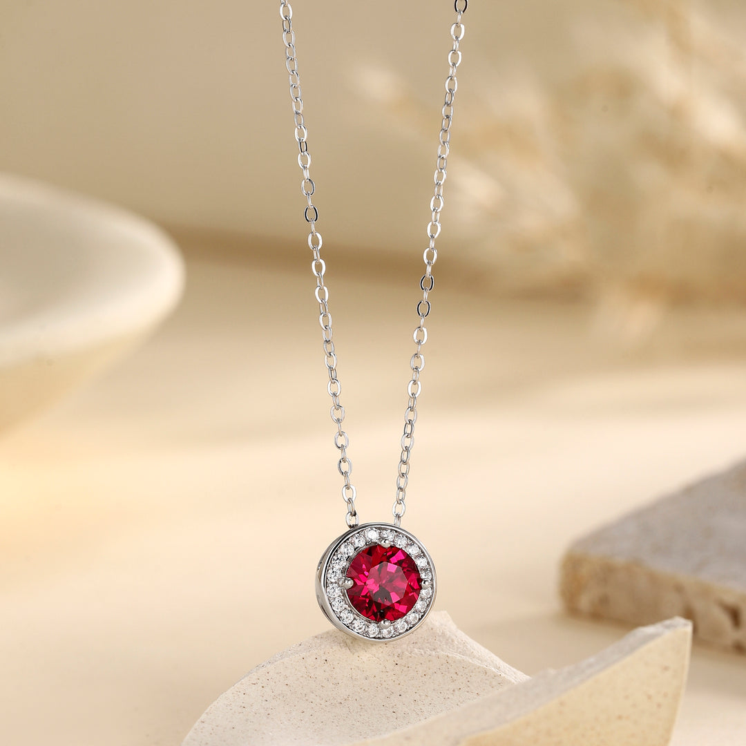 Round Cut Ruby Necklace