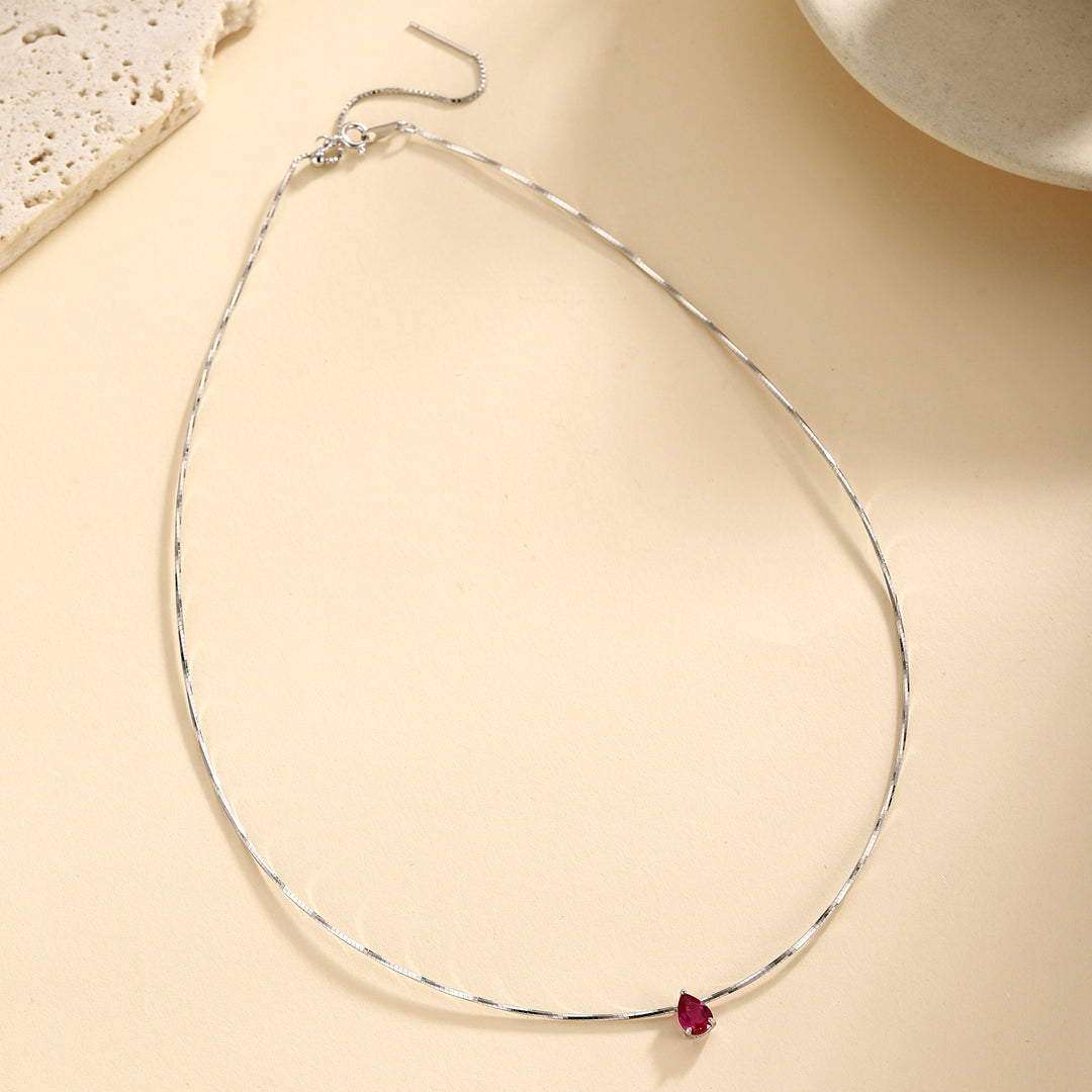 Pear Cut Ruby Necklace