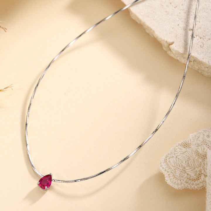 Pear Cut Ruby Necklace