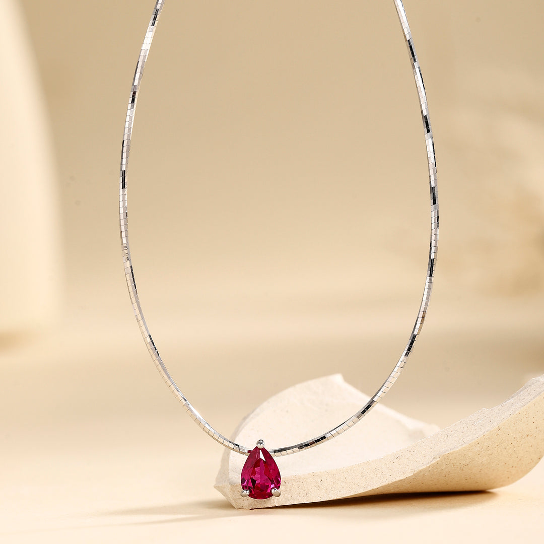 Pear Cut Ruby Necklace
