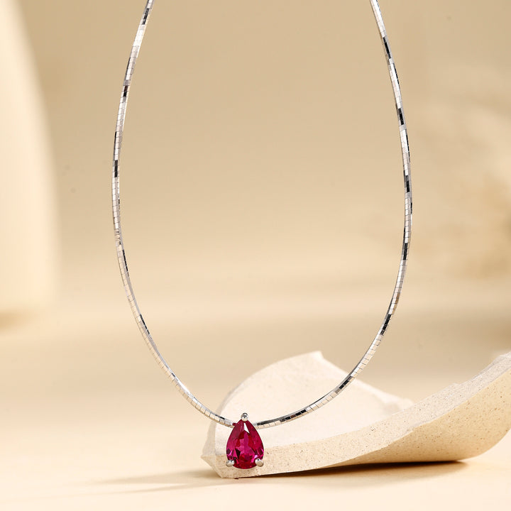 Pear Cut Ruby Necklace