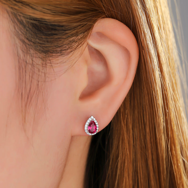 Pear Cut Ruby Studs