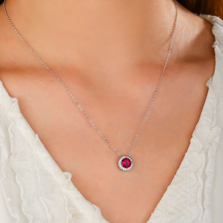Round Cut Ruby Necklace
