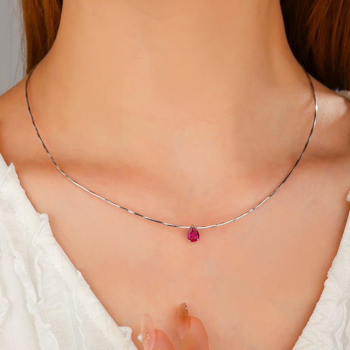 Pear Cut Ruby Necklace